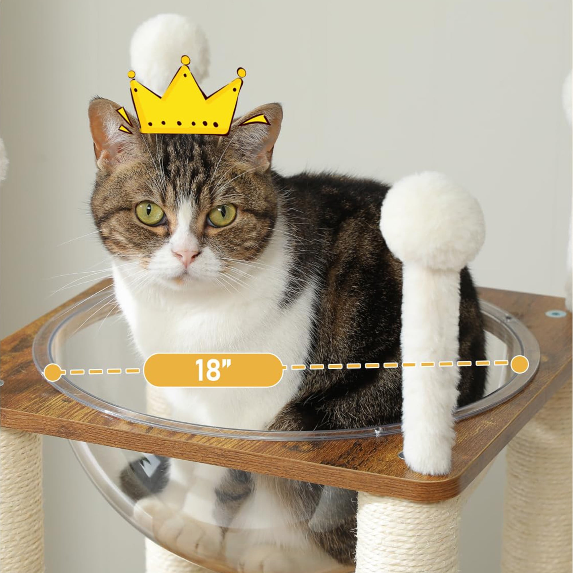 resenkos 42" Cat Tree House for Multiple Cats, Cat Tower with Double Spacious Condos Perch, Hammock, Kittens Activity Centre, Brown