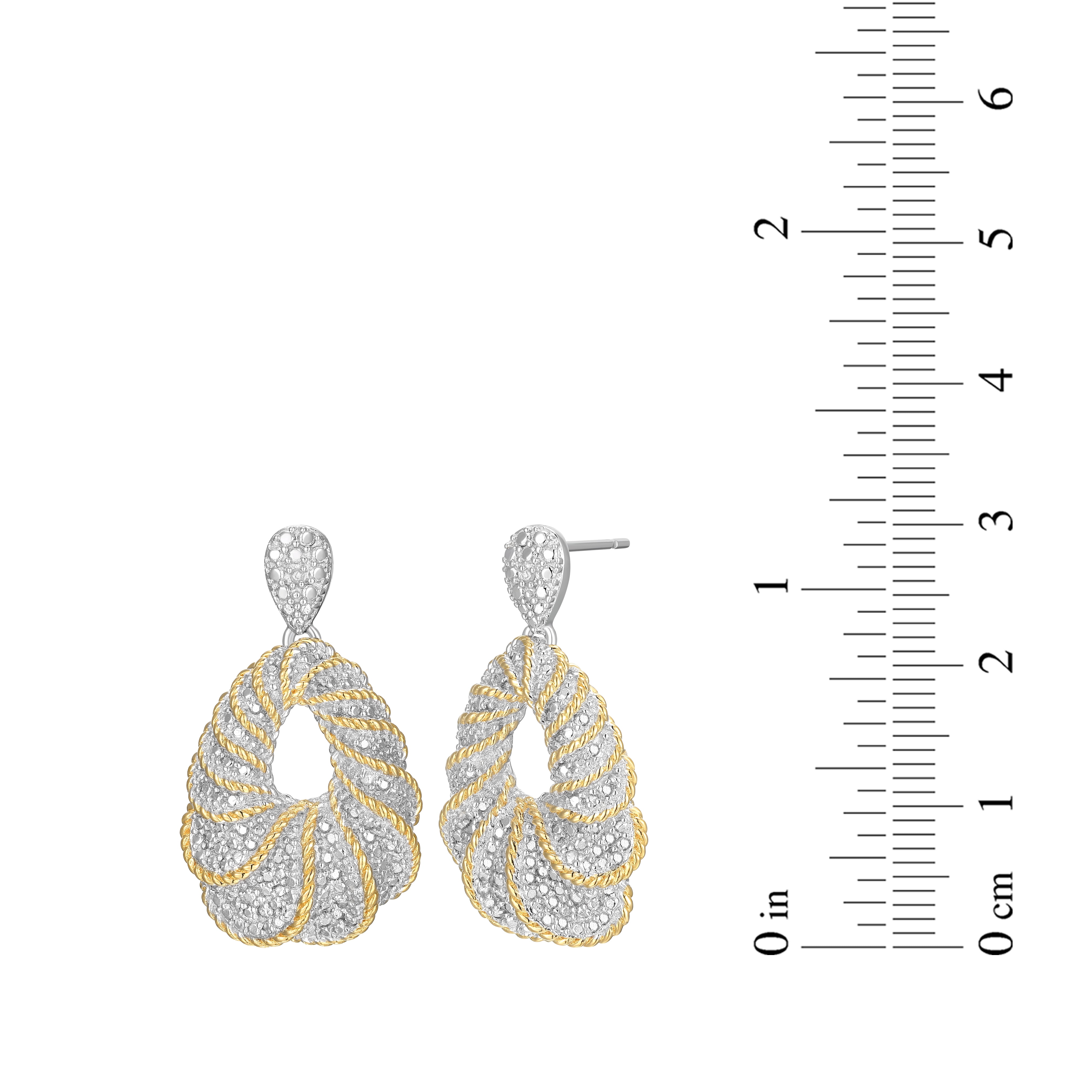 Forever Facets Diamond Accent Dramatic Drop Earrings in Two-Tone Rhodium over Bronze, Adult Female