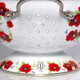 thumbnail image 5 of Enamel Aluminum Casserole & Colander Pasta Set 5.05-qt. (4.8 L) Aluminum Soup Pot Poppies Enamel Pasta Set Deep Casserole Cooking Pot with Glass Lid Enamel Colander 9.25 x 9.25 x 5.9", 5 of 13