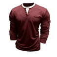thumbnail image 6 of Fengqque Mens Long Sleeved Round Neck Fake Two Double Layered Pullover Sweater Casual Button Shirt Wine XXXL(XXXL), 6 of 8