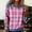 Pink, variant on Women Long Sleeve Plaid Shirts Denim Collar Patchwork Stitching Sweatshirt Casual Tops, XL