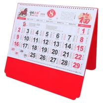 OUNONA 2026 Year of The Horse Wall Hanging Calendar Red with Clear Dates