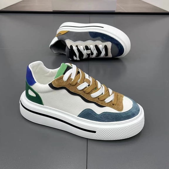 Men'S Athletic Shoes | Trendy Platform Fashion Sneakers, Lightweight Sporty Footwear | Upper, PVC Sole, Fabric Lining, Lace Closure,Versatile Casual Board Shoes, Comfortable Elevated Streetwear
