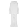 thumbnail image 6 of YUGYXL Womens Pajama Sets Long Sleeve Sleepwear Matching Drawstring Elastic Pj Pants Ribbed Knit 2 Piece Lounge Set White S, 6 of 6