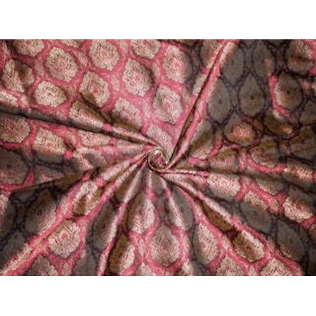Pure Silk Brocade fabric Deep Red,Black Metallic Gold 44" wide BRO229[3] available for bulk preorder