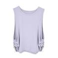 thumbnail image 4 of Women's Workout Tank Tops Lightweight Sleeveless Athletic Tops Drawstring Side Ruched Yoga Running Shirts Light Purple L, 4 of 6