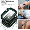 thumbnail image 2 of 2 in 1 Apple Watch Waterproof Case Compatible for Series 4/5/6 44mm, Apple Watch Cover with Tempered Glass Screen Protector, Back Bumper and Face Cover for iWatch SE(Grenn), 2 of 5