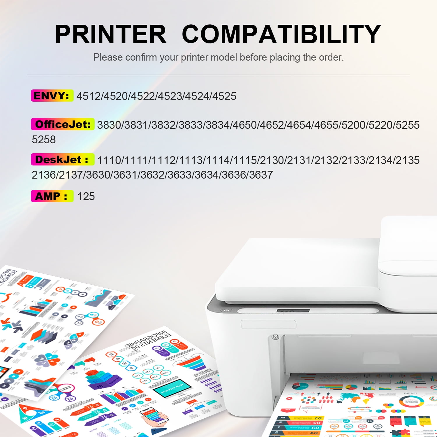 63XL Ink Cartridges Compatible for Printer 63 Combo Ink Cartridges for Officejet 3830 4650 5200 5258 5255 Envy 4520 4512 Deskjet 1112 3630