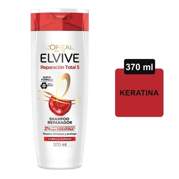 Shampoo L'Oréal Elvive reparación total 5 cabello dañado 370 ml