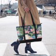 thumbnail image 4 of FORMRS Canvas Laptop Tote Bag for Women with 15.6" Computer Compartments Shoulder Handbag, Green Floral, 4 of 7