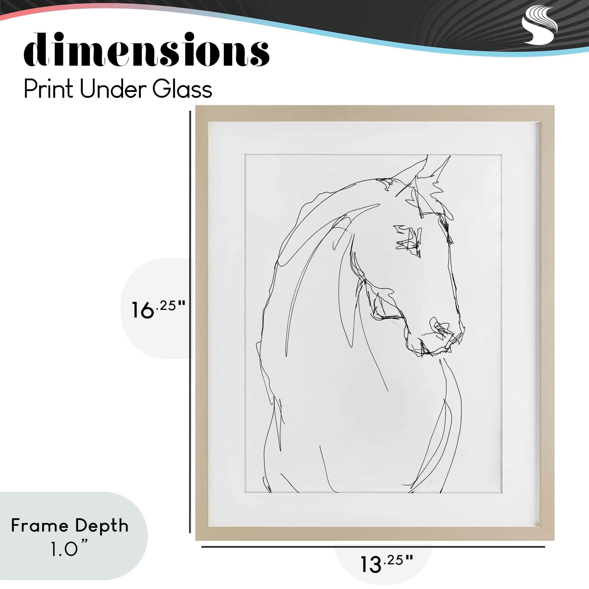 Stupell Industries Sketched Horse Contour Birch Framed Print Under Glass, design by Lorenzo Collective