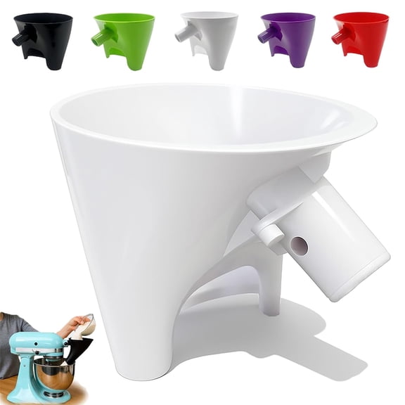 Flour Funnel for KitchenAid Mixer – 2026 New Upgrade Anti-Splash Easy-Pour Attachment, Fits Tilt-Head 4.5‑5 Qt Models (KSM150), Dishwasher Safe & No-Mess Baking Tool-dh