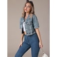 thumbnail image 2 of Unique Bargains Women's Short Sleeve Denim Jacket Cropped Jean Jackets Gray Blue XL, 2 of 7