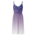 thumbnail image 4 of Summer Saving Wycnly Sundresses for Women Sleeveless V-Neck Gradient Print Knee-Length Dresses Beach Vacation Flowy Swing Spaghetti Strap Summer Dress Purple Up to 65% off, 4 of 5