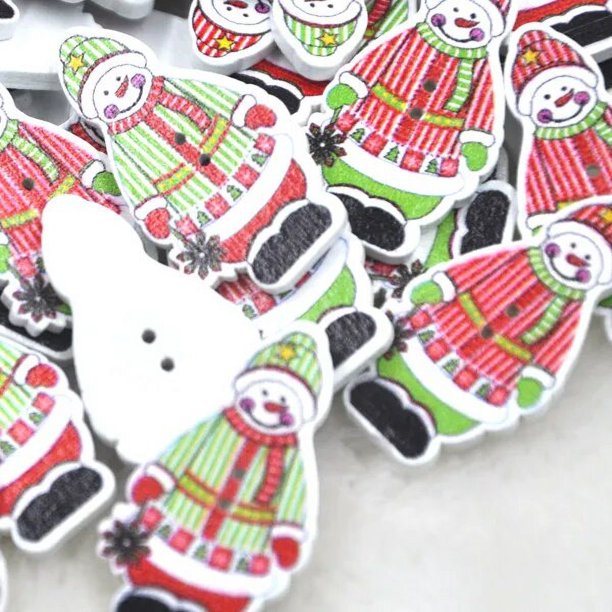 Mezcla de botones decorativos de árbol de Feliz Navidad, agujeros de 2 botones de madera, aptos para manualidades de álbum de recortes, bricolaje, WB648, 50 piezas