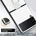 thumbnail image 3 of for Samsung Galaxy Z Flip 4 Case with Ring Holder Slim Fit Leather PC Hard Protective Phone Case Compatible with Galaxy Z Flip 4 5G 2022-White, 3 of 12
