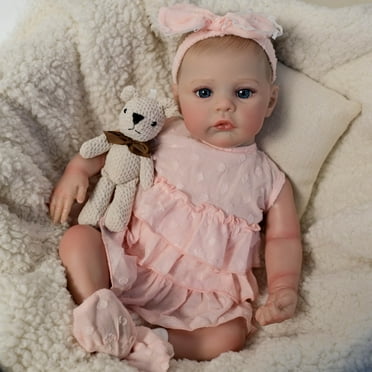 iCradle 19 Inch Lovely Reborn Baby Dolls Girl Realistic Newborn Babies Dolls Real Cute Baby Dolls Handmade with Eyes Open Painted Hair Gift for Kids 3 