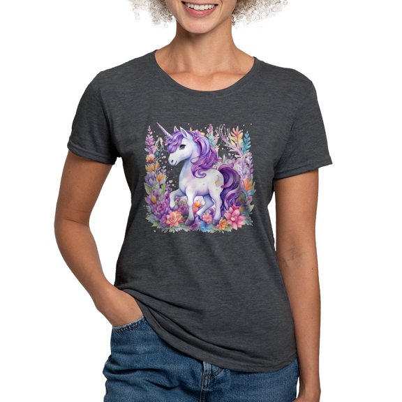 CafePress - Adorable Floral Unicorn T Shirt - Womens Tri-blend T-Shirt