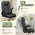 thumbnail image 4 of COOLHUT Executive Office Chair Home Office Desk Chairs, Ergonomic Computer Faux Leather Desk Chair with Adjustable Flip-Up Arms, Lumbar Support Swivel Task Chair with Rocking Function, Black, 4 of 18