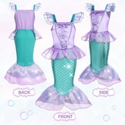Jurebecia Mermaid Princess Dresses up Halloween Costume Birthday Party Cosplay Role Play Clothes 120 cm 5-6 Years