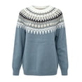 thumbnail image 4 of Endives Women's Sweaters Isle Geometric Print Crew Neck Long Sleeve Knit Pullover Sweater Casual Fall Top L, 4 of 4