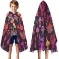 thumbnail image 3 of Colorful Mushroom Fantasy Black Pattern Hooded Bath Towel，50"x30" for Ages 3 To 12 Kids, Quick Dry Lightweight Soft Microfiber Hood Beach Towel Cover Up for Kids, 3 of 7