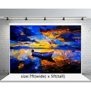 GreenDecor 7x5ft Oil Painting Style Photo Backgrounds Lake Board Photography Backdrops