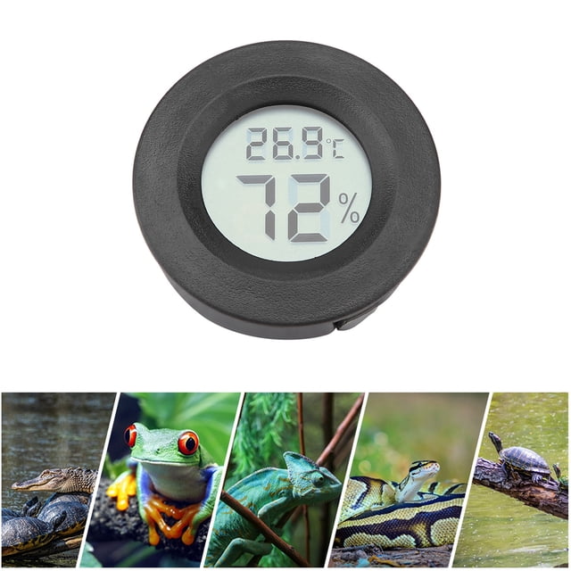 Medidor De Humedad, Termómetro De Habitación Termómetro De Reptiles De Interior Forma Redonda Mini Termómetro Digital LCD Para Incubadora Planta De Reptiles Terrario Estuche De
