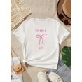 thumbnail image 3 of Summer Girls Casual Cute Bow Printed Short Sleeve T-ShirtFather's Day, Mother's Day, New Year, SprinCamisetas para mujer, lindas camisetas con estampado gráfico, de manga corta, estilo casual, para ve, 3 of 7