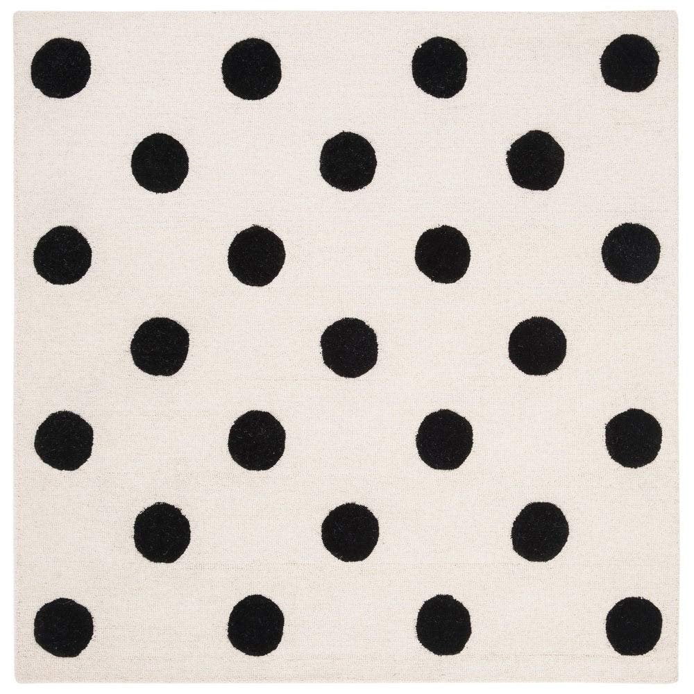 SAFAVIEH Kids Polka Dots Wool Area Rug, Grey/Ivory, 5' x 7'