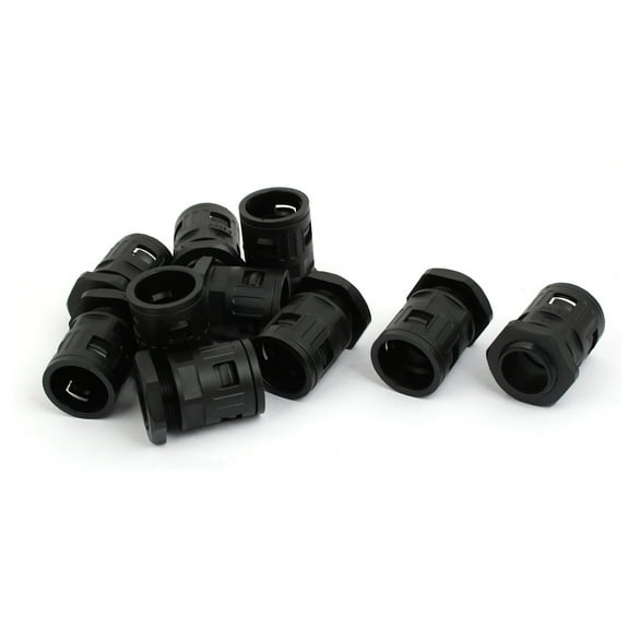 Unique Bargains 10pcs Plastic Ripple Pipe Connector Joint Black for AD25 Corrugated Tube