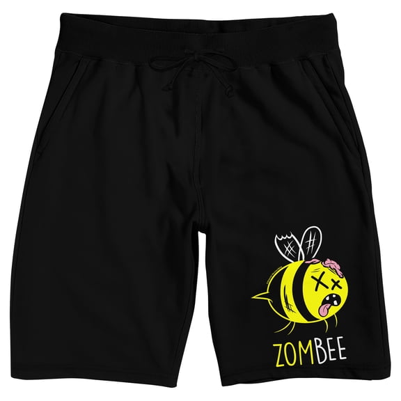 Zombee Humorous Zombie Bee Men's Black Sleep Pajama Shorts-Medium