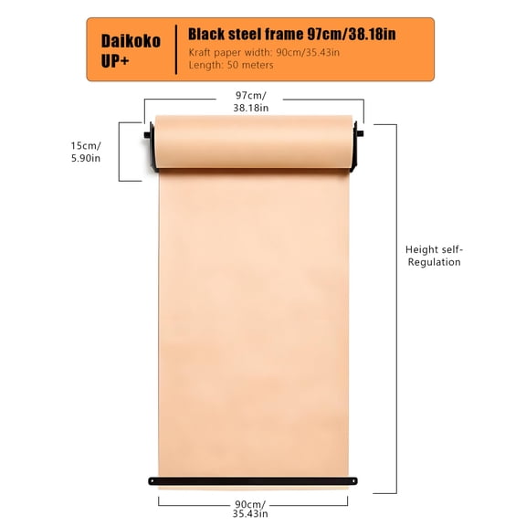 Baellsa 36" Heavy-Duty Wall Mounted Paper Dispenser, Brown Paper Roll Holder with Cutter for Art, DIY & Note-Taking