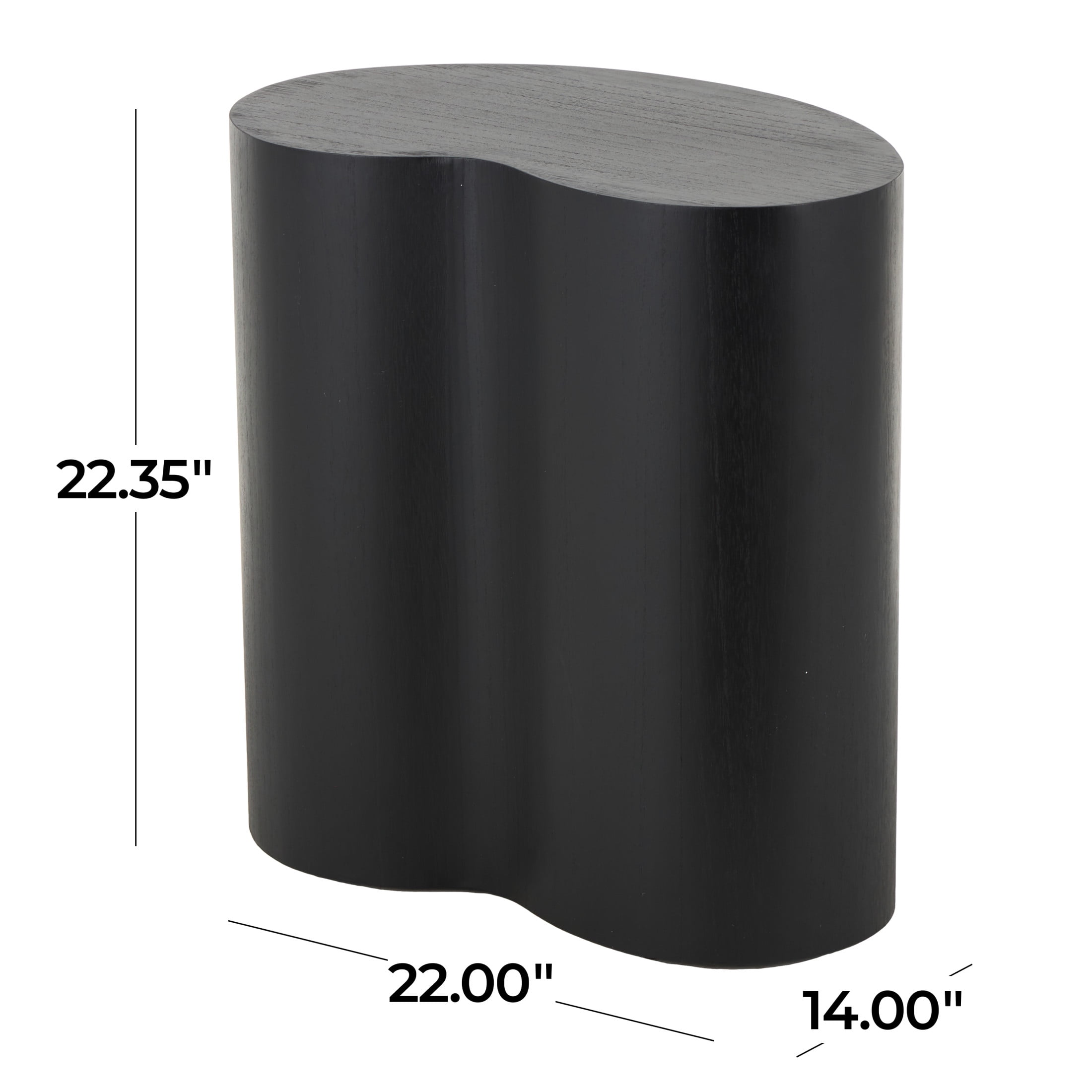 DecMode 22" x 22" Black Wood Heart Inspired Accent Table, 1-Piece