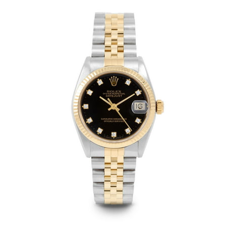 Pre Owned Rolex Datejust 6827 w/ Black Diamond Dial 31mm Women's Watch (Certified & Warranty Included)