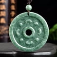 thumbnail image 3 of K-KED Natural Grade A Jade Jadeite Men Women Phoenix Flower Round Circle Pendant, 3 of 7