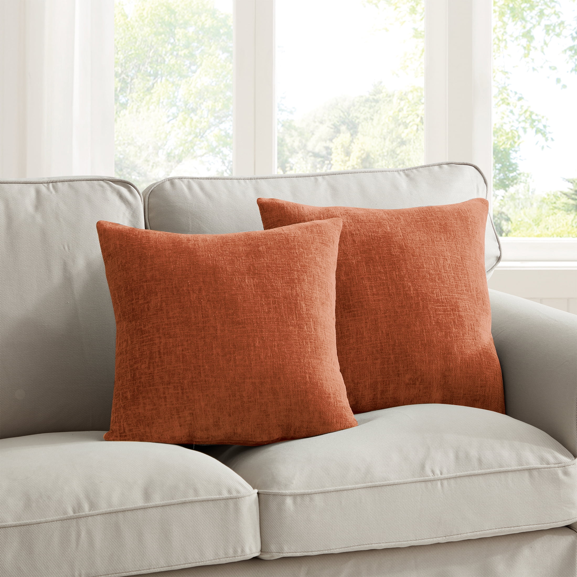Mainstays 18" x 18" Orange Solid Chenille Decorative Pillows (2 Count) - Fall Pillows