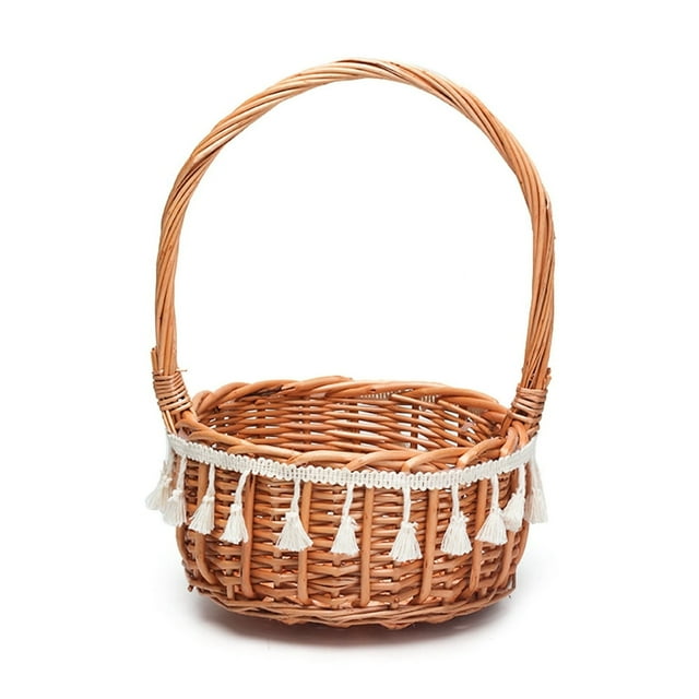 Container Rolling Pin Rattan Flower Basket Vegetable Storage Wedding Party Decor For Home Kitchen Garden Planter Holder