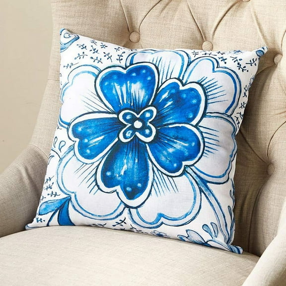 Indigo Garden Accent Pillows - 16' x16" Bloom