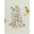 thumbnail image 3 of Bagilaanoe Toddler Baby Girl Jumpsuit Sleeveless Floral Print Romper Overalls 6M 12M 18M 24M 3T 4T Kids Long Flared Pants Summer Clothes, 3 of 7