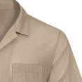 thumbnail image 5 of YOTMKGDO Shirts for Men, Men's Casual Fashion Solid Color Loose Trend Button Cuban Neck Short Sleeved Shirt Short Sleeve Button Down Men, Khaki Large, 5 of 8
