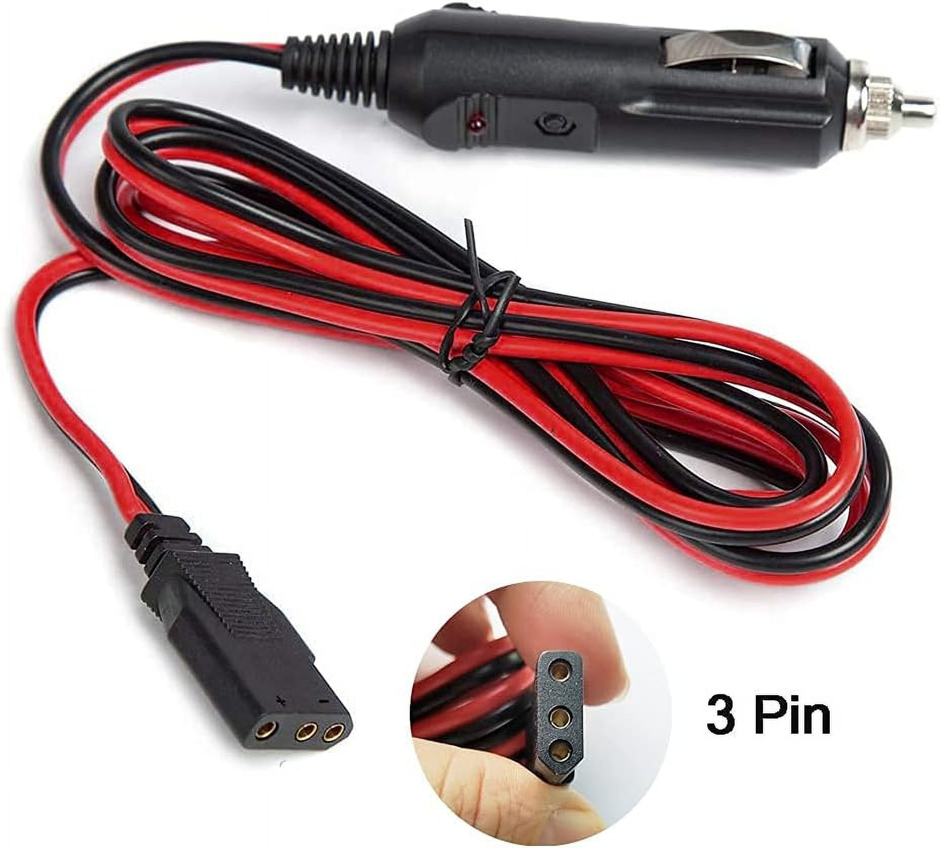 3 pin to cigarette adapter CB Power Cord 3 Pin Plug Cable-12V Cigarette Lighter Plug Heavy Duty 16  Gauge with 3 Pin Socket for CB Ham Radios (2 Cigarette Lighter Plug)