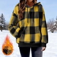 thumbnail image 2 of QQAMB Womens Sherpa Pullover Oversized Fuzzy Hoodie Double Fleece Sweatshirts Fluffy Plaid Outerwear Warm Coats Yellow XL, 2 of 7