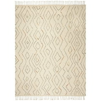 SAFAVIEH Kenya Sylvanus Braided Geometric Fringe Area Rug, Ivory/Multi, 8' x 10'