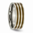 thumbnail image 4 of Grey Titanium Ring Band Wedding Brown Flat Enamel 8mm Polished, 4 of 6