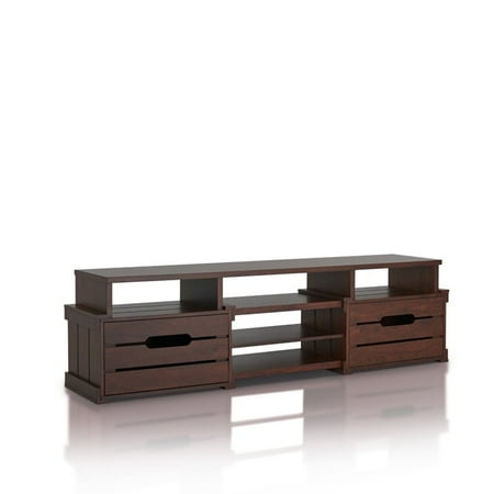 Furniture of America Bartoll Rustic 72″ TV Stand in Vintage Walnut Furniture of America Bartoll Rustic 72″ TV Stand in Vintage Walnut