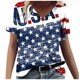 thumbnail image 2 of Fiudx Ofertas Flash Del Día Solo En Línea Camiseta de Manga Corta con Cuello En V Estampada para El Día de La Independencia Informal a La Moda para Mujer, 2 of 4