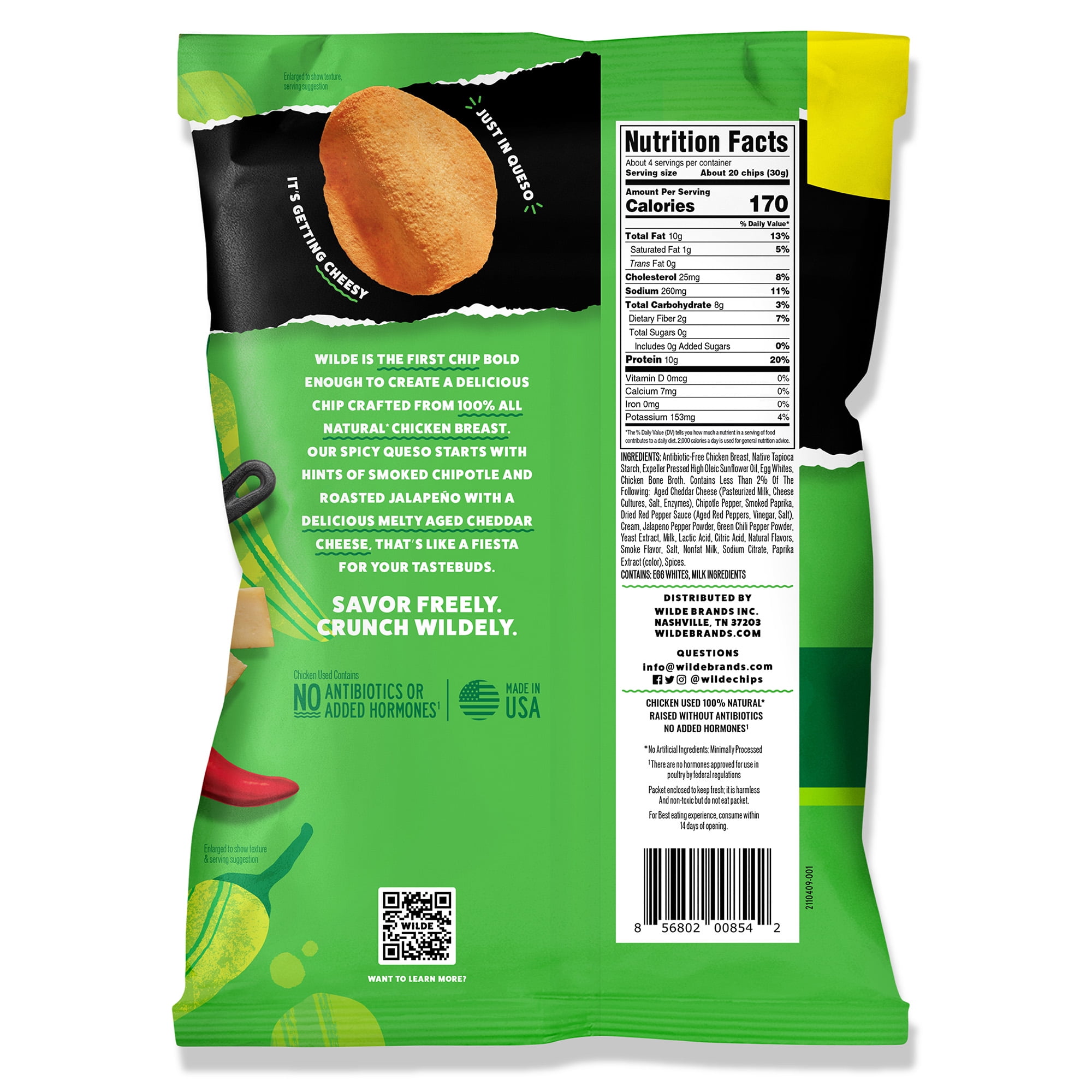 Wilde Brand Spicy Queso Chip, 4 oz