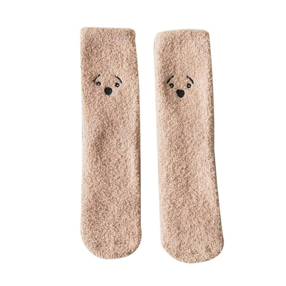 JeashCHAT Fashion Keep Warm Women Fashion Solid Color Animal Embroidery Thick Socks