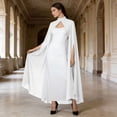 thumbnail image 2 of Levmjia Women Chiffon Cape Shawl Solid Long Hooded Sheer Cloak Lightweight Flowy Cover Up Halloween Evening Party Events Elegant, 2 of 9